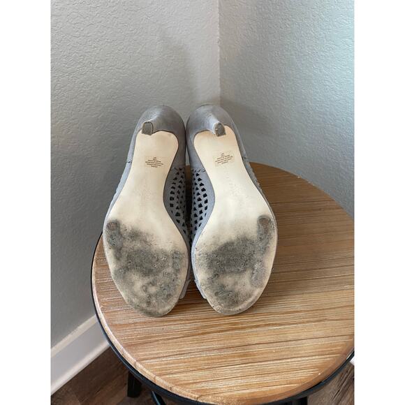 Ivanka IT "Didia" caged suede gray taupe heeled open toe booties 7.5 - Picture 5 of 7